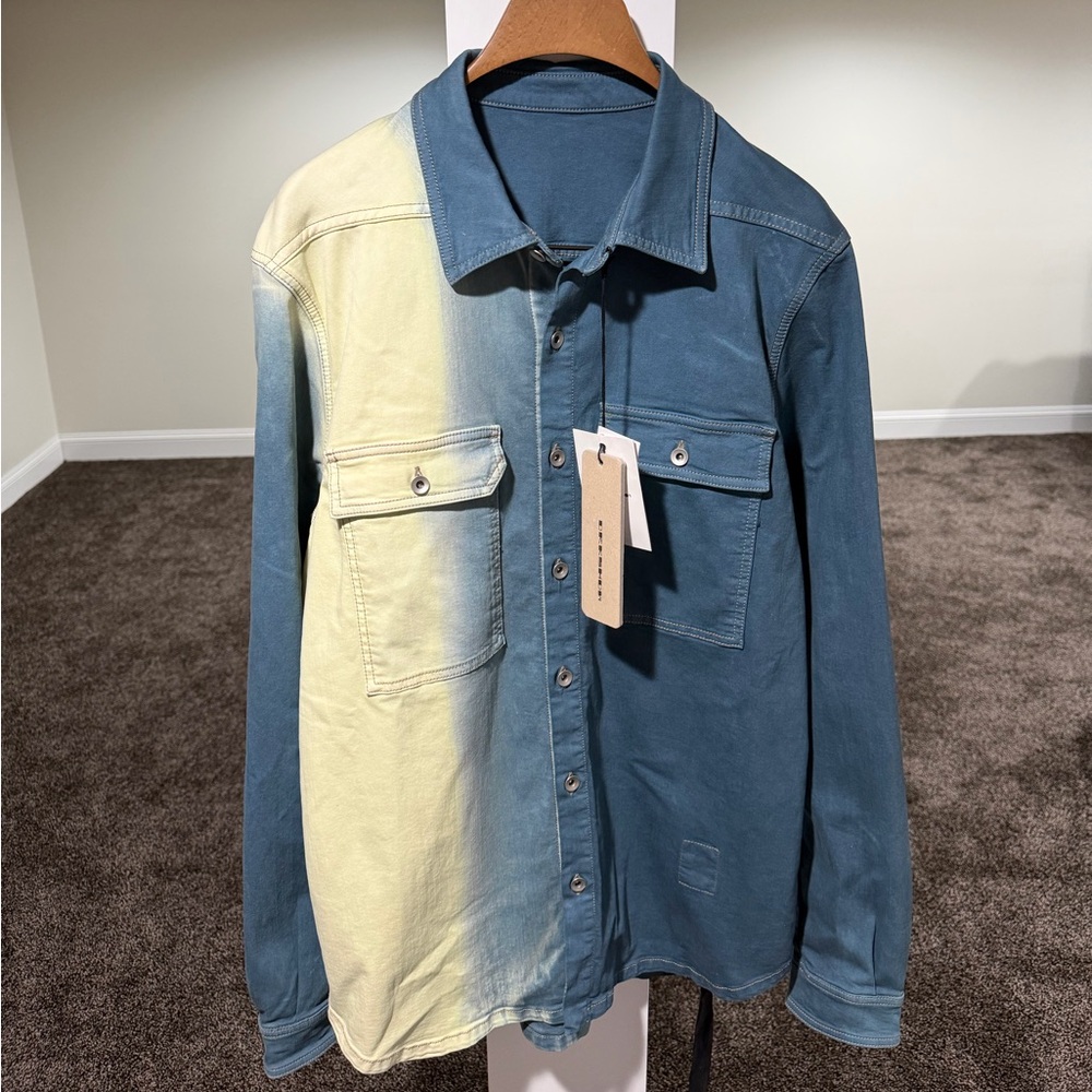 Rick Owens DRKSHDW Denim Outerhirt Toothpaste Dye Degrade Shirt